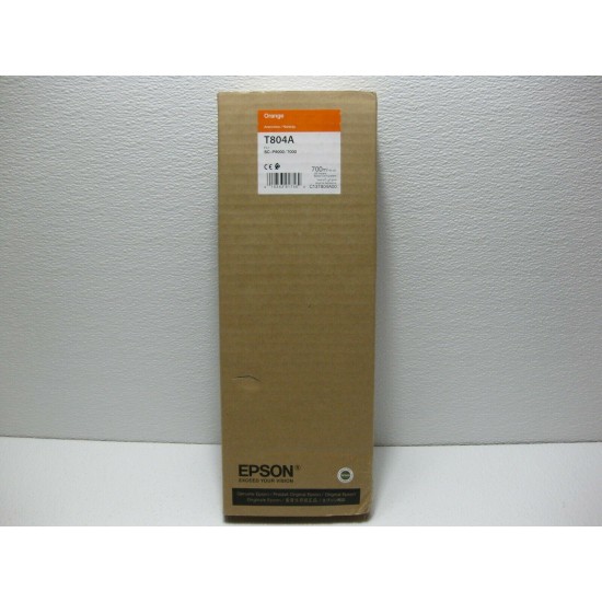 Epson Orange Ink T804A New Genuine *** SHIPS OVERBOXED *** Date: August 2021