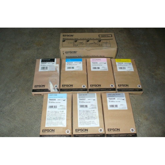 7 NEW EPSON 7800 9800 INK T6031 T6032 T603C T6034 T6035 T6037 T6039, 1 NEW PXMT2