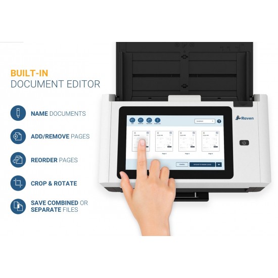 Raven Pro Document Scanner - High Speed Color Duplex Wireless to Cloud WiFi USB