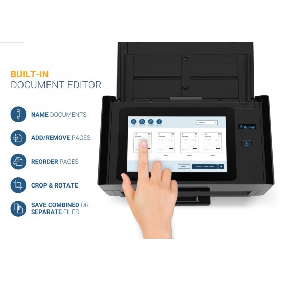 Raven Pro Document Scanner - High Speed Color Duplex Wireless to Cloud WiFi USB