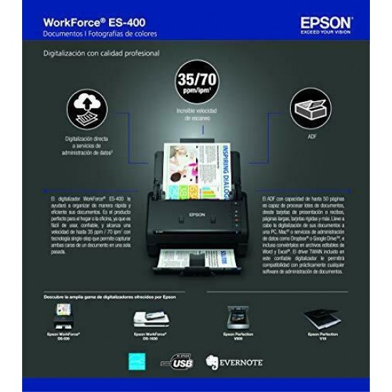 Epson B11B226201-RB WorkForce ES-400 Duplex Doc Scanner - Certified Refurbished