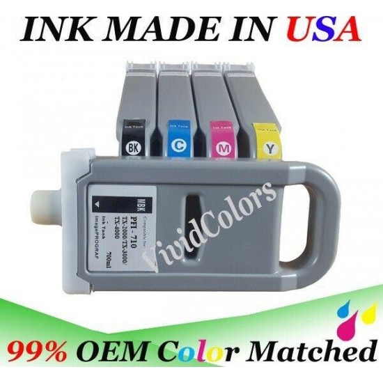 5 PK PFI-710 Ink Set Compatible For Canon ImagePROGRAF TX-2000 TX-3000 TX-4000