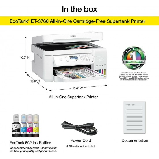 New Epson EcoTank ET-3760 Special Edition Wireless Printer