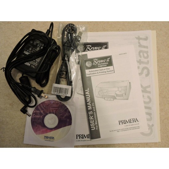 Primera Bravo II Auto Printer with ink cartridge. bundled with accessories