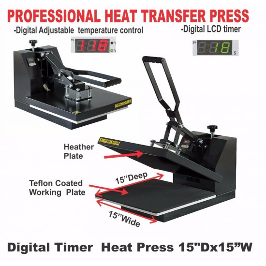 HEAT PRESS 15 X15 TRANSFER SUBLIMATION ++ CANON PRINTER T-SHIRT PRINT STARTER