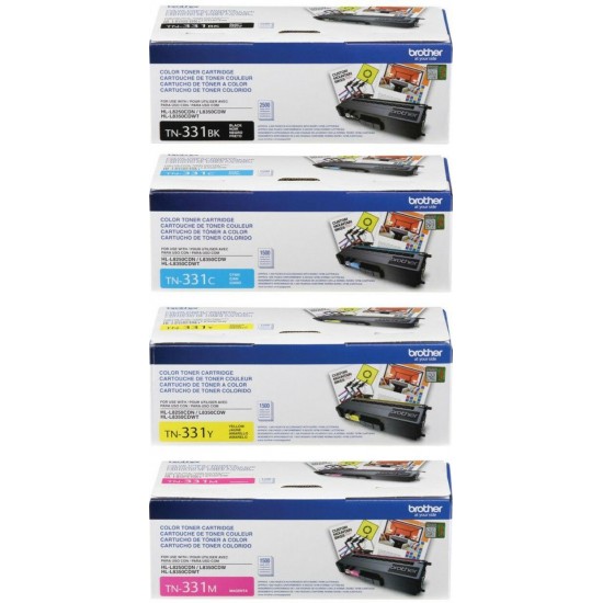 BROTHER TN331BK TN331C TN331Y TN331M TONER SET (4-PACK) HL-L8250CDN HL-L8350CDW