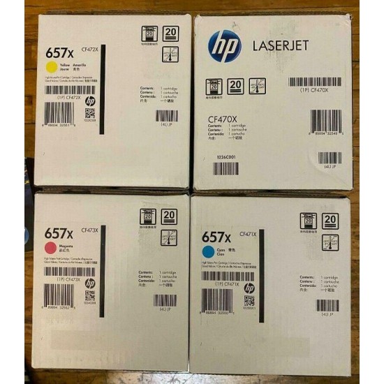 Genuine HP 657X  Set of 4 CF470X, CF471X, CF472X, CF473X Toner Cartridges Sealed