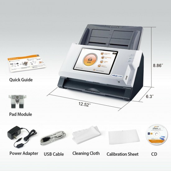 Plustek eScan A180, Duplex Wireless Network Document Scanner with 7