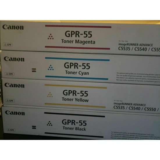 SET of (4) GPR-55 Toner Cartridges Black Cyan Magenta Yellow C5535/5540/5550