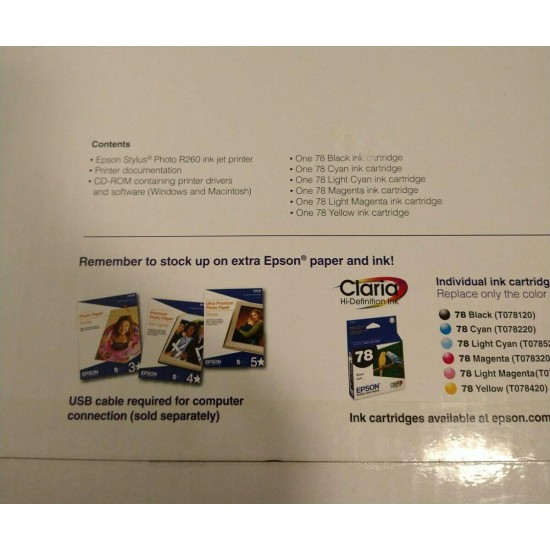 New Sealed Epson Stylus Photo Ultra Hi-Definition R260 Digital Inkjet Printer