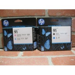 2 - HP 91 Printheads Matte Black Cyan Light Magenta Light Cyan Genuine 2021