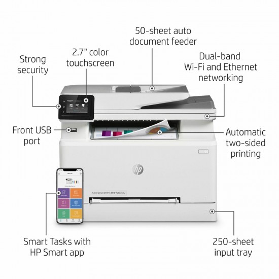 HP - LaserJet Pro M283fdw Wireless Color All-In-One Laser Printer - White