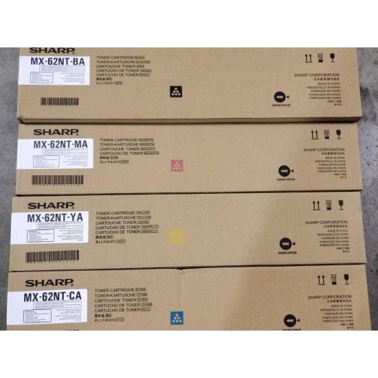 Genuine Sharp MX-62NT YCMB Toner Set MX-62NTMA MX-62NTCA MX-62NTYA MX-62NTBA