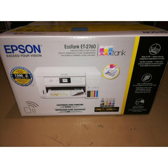 New Epson EcoTank ET-2760 Special Edition All-in-One Wireless Printer Bonus Ink