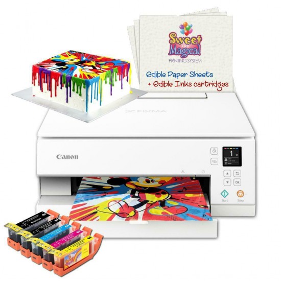 CANON TS SERIE WHITE COLOR EDIBLE PRINTER BUNDLE,INK & 6 Frosting sheets