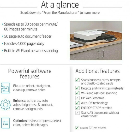 HP ScanJet Pro 4500 fn1 Network OCR Scanner