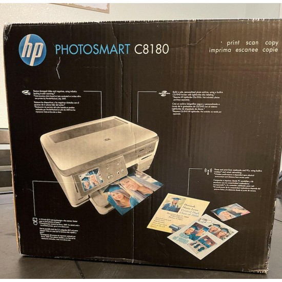 HP Photosmart C8180 All-in-One Color Inkjet Printer w/Built-in CD/DVD Drive New