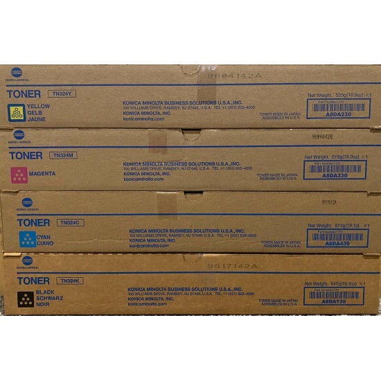 OEM Konica Minolta toner TN324 YMCK for bizhub C368/C308/C258 factory sealed set